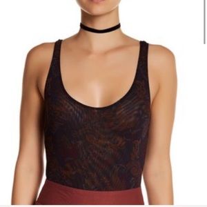 NWT Free People so Fresh Mesh Printed Bodysuit
